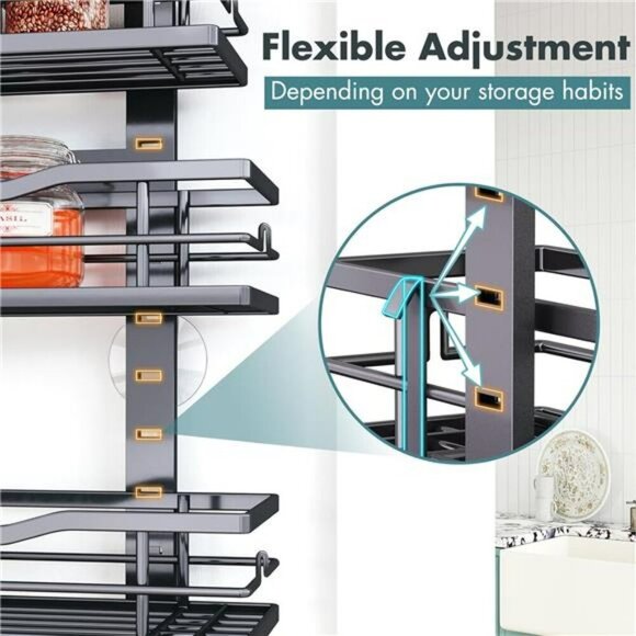 Over The Door Pantry Organizer 9 Tier Adjustable Metal Spice Rack Storage - Picture 5 of 7